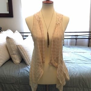 Lacy Boho Layering Vest in Cream